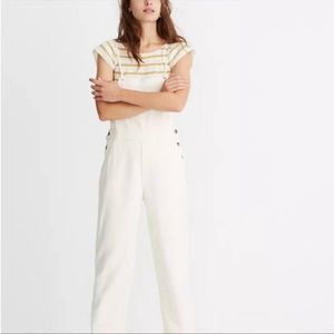 White gauze tie-strap Madewell overalls